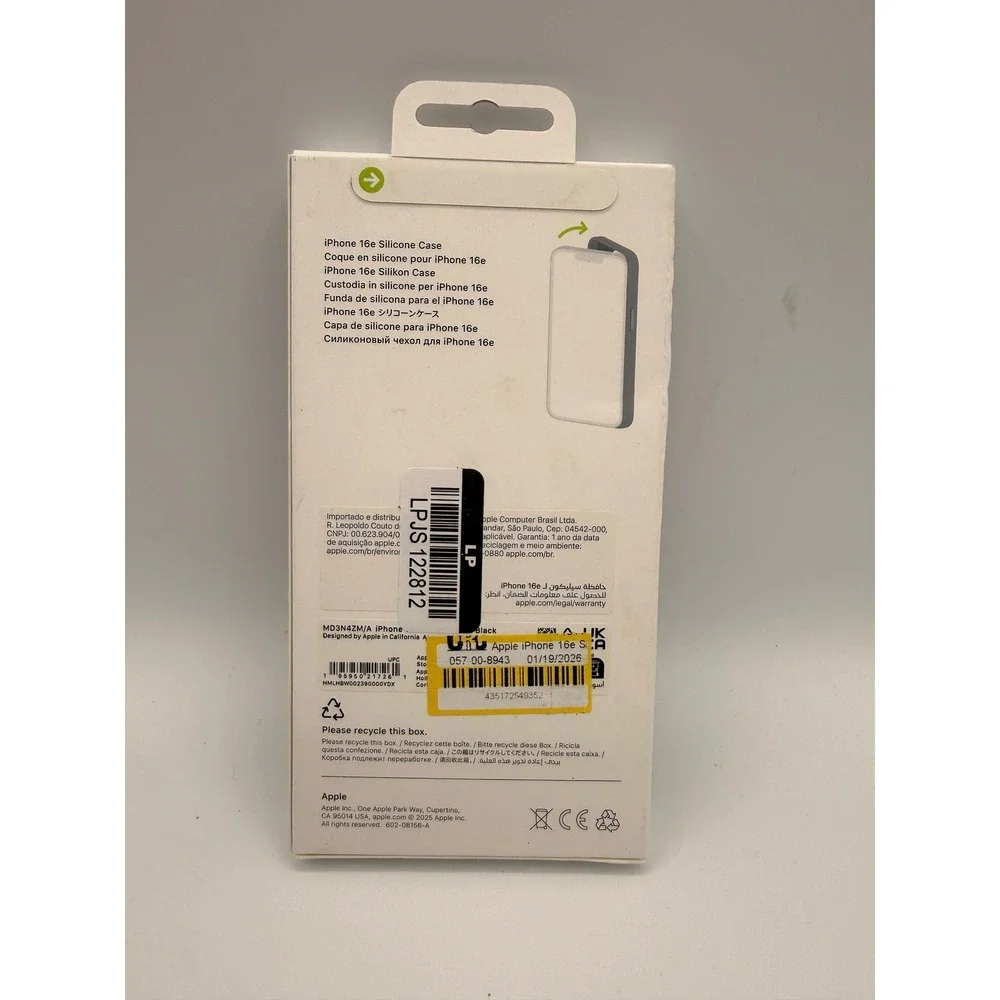 Apple Silicone Case iPhone 16e Black New MD3N4ZM/A Protective Cover